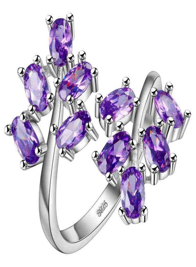 Uloveido Unique Large Flower Purple CZ Resize Rings - Mystic Synthetic Amethyst Brithstone Wrap Ring Gift Ideas for Women J681-Purple - Image 1