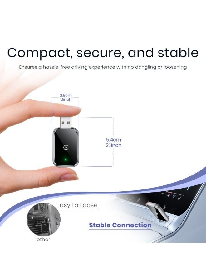 Kingone Mini Ultra Wireless CarPlay, Wireless USB Dongle For 98% Cars, Convert Wired to Wireless Apple CarPlay Adapter, No Delay, Auto Connect (Black) - Image 3