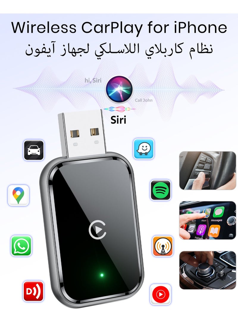 Kingone Mini Ultra Wireless CarPlay, Wireless USB Dongle For 98% Cars, Convert Wired to Wireless Apple CarPlay Adapter, No Delay, Auto Connect (Black) - Image 2