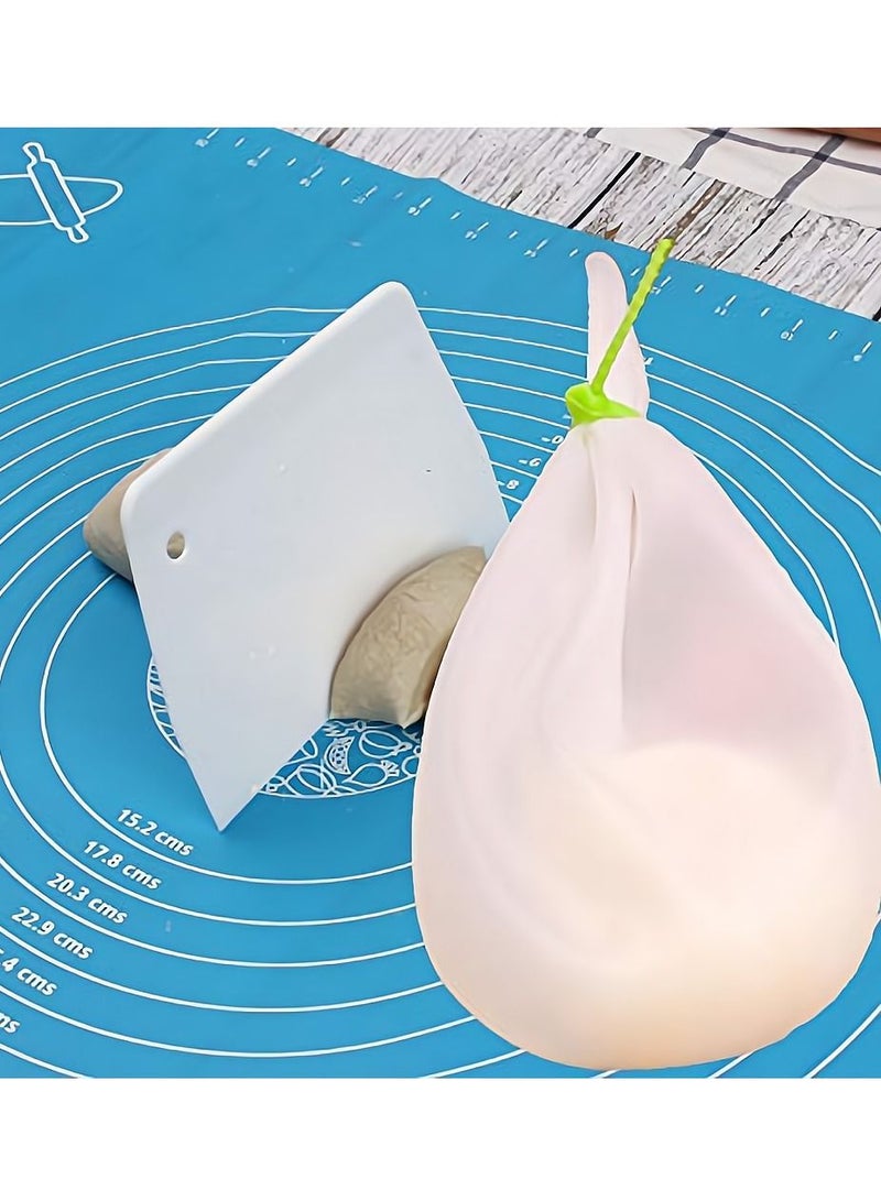 SYOSI 3PcsSilicone Baking Mat Set, SYOSI Baking Pastry Tools Kitchen Kits Soft Silicone Kneading Bags, Plastic Scrapers, Dough Rolling Mat - Image 1