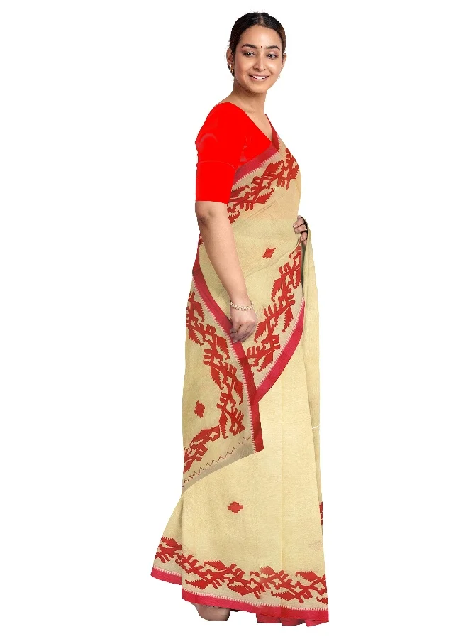Parinita Sarees ساري أصفر بتطريز للنساء