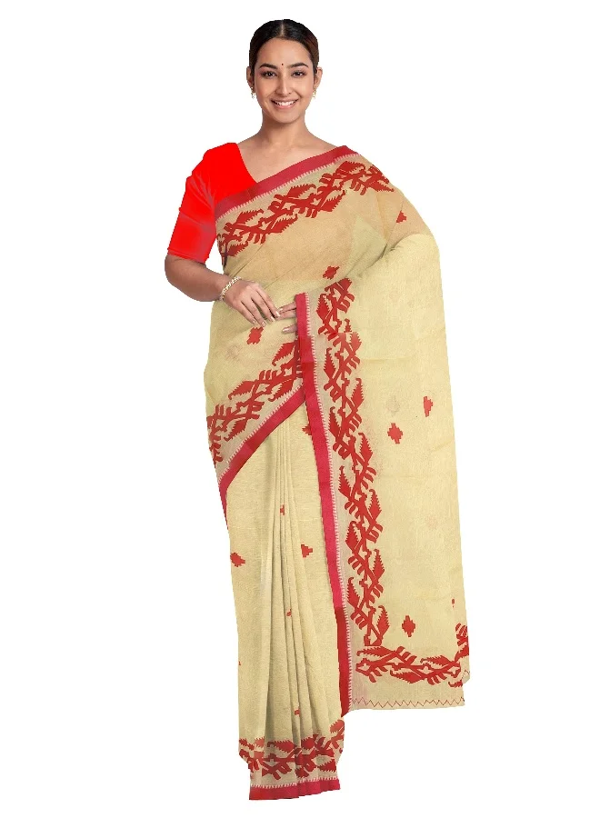 Parinita Sarees ساري أصفر بتطريز للنساء
