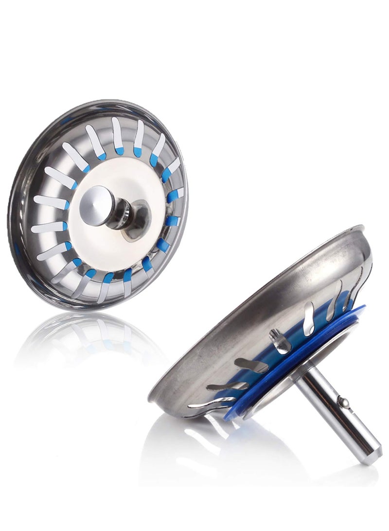 KASTWAVE Kitchen Sink Strainer Plug 2pcs 80mm Stainless Steel Kitchen Sink Strainer Plugs Dual Function Basket Strainer  - Image 1