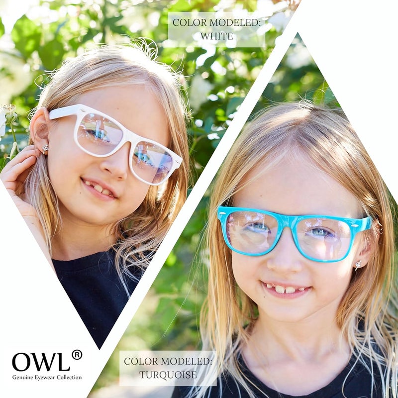 OWL Kids Clear Lens Glasses UV Protection for Children, Colorful Frames Fun Pretend Play Eyewear Non Prescription - Image 4