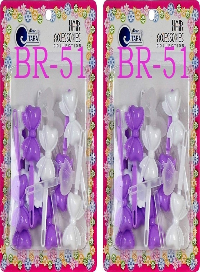 Tara Girls Self Hinge Plastic Bow Hair Barrettes Selection Pack Of 2 (BR51) - Image 1