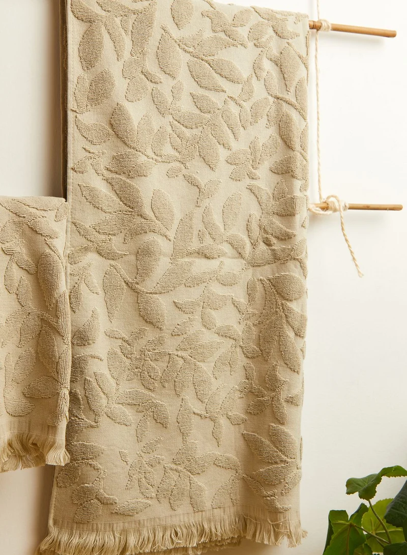 AURORA Set Of 2 Olive Green Fringe Hand & Bath Towel