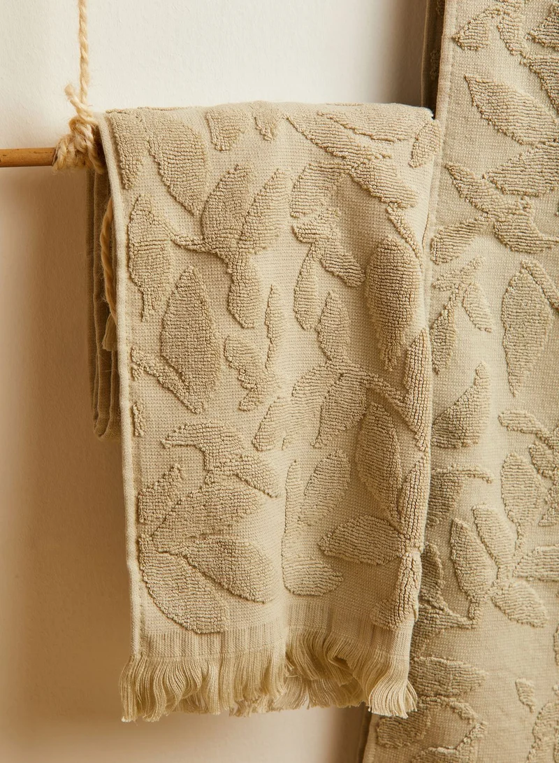 AURORA Set Of 2 Olive Green Fringe Hand & Bath Towel
