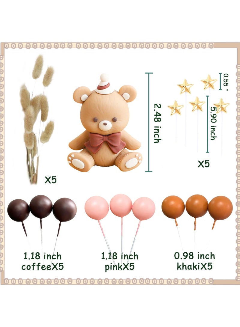 Zikra Boho Baby Shower Cake Topper Bear Cake Decoration Gold Leaves Cake Decoratio Gender Reveal Cake Topper Nude Balls Cake Topper Birthday Cake Decoration - Image 2