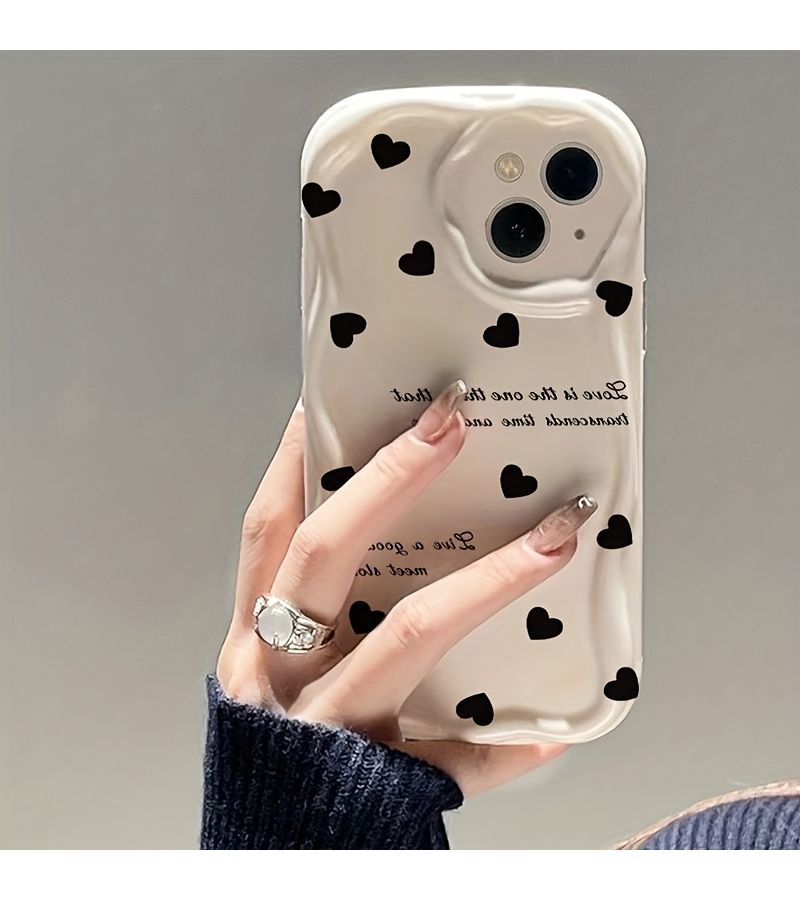 White Letter Heart Pattern Phone Case For iPhone 17 Pro Max - Image 1