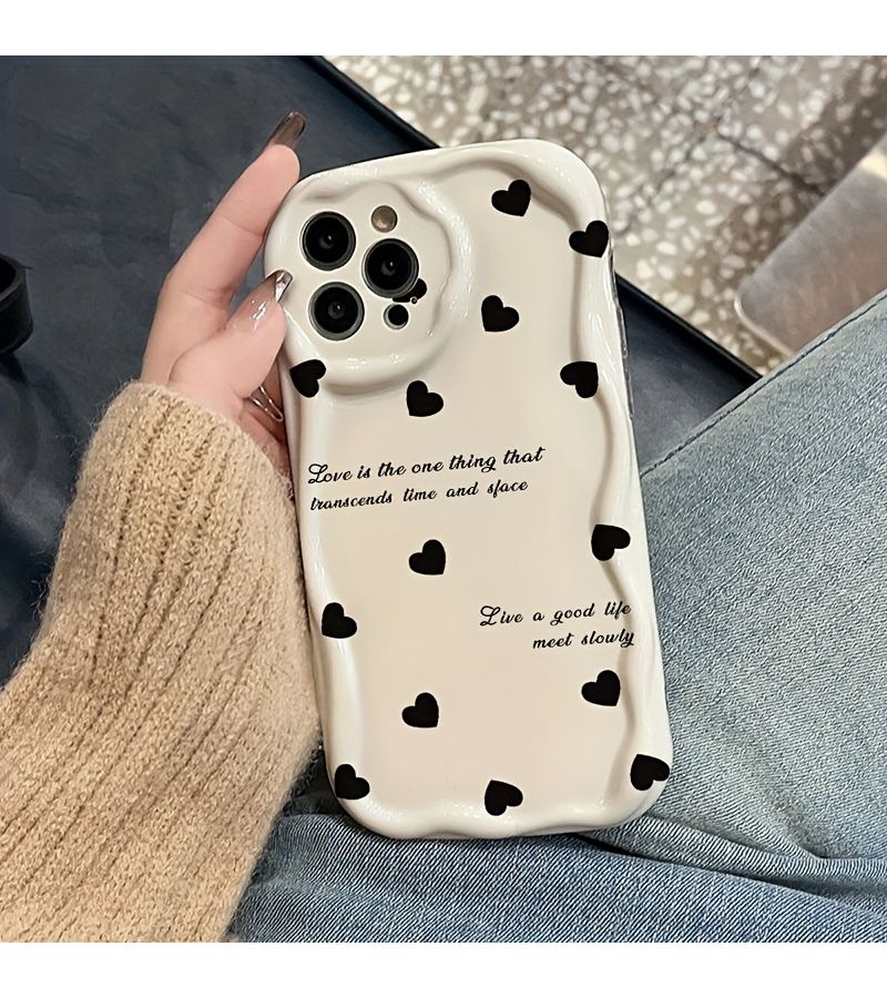 White Letter Heart Pattern Phone Case For iPhone 17 Pro Max - Image 5