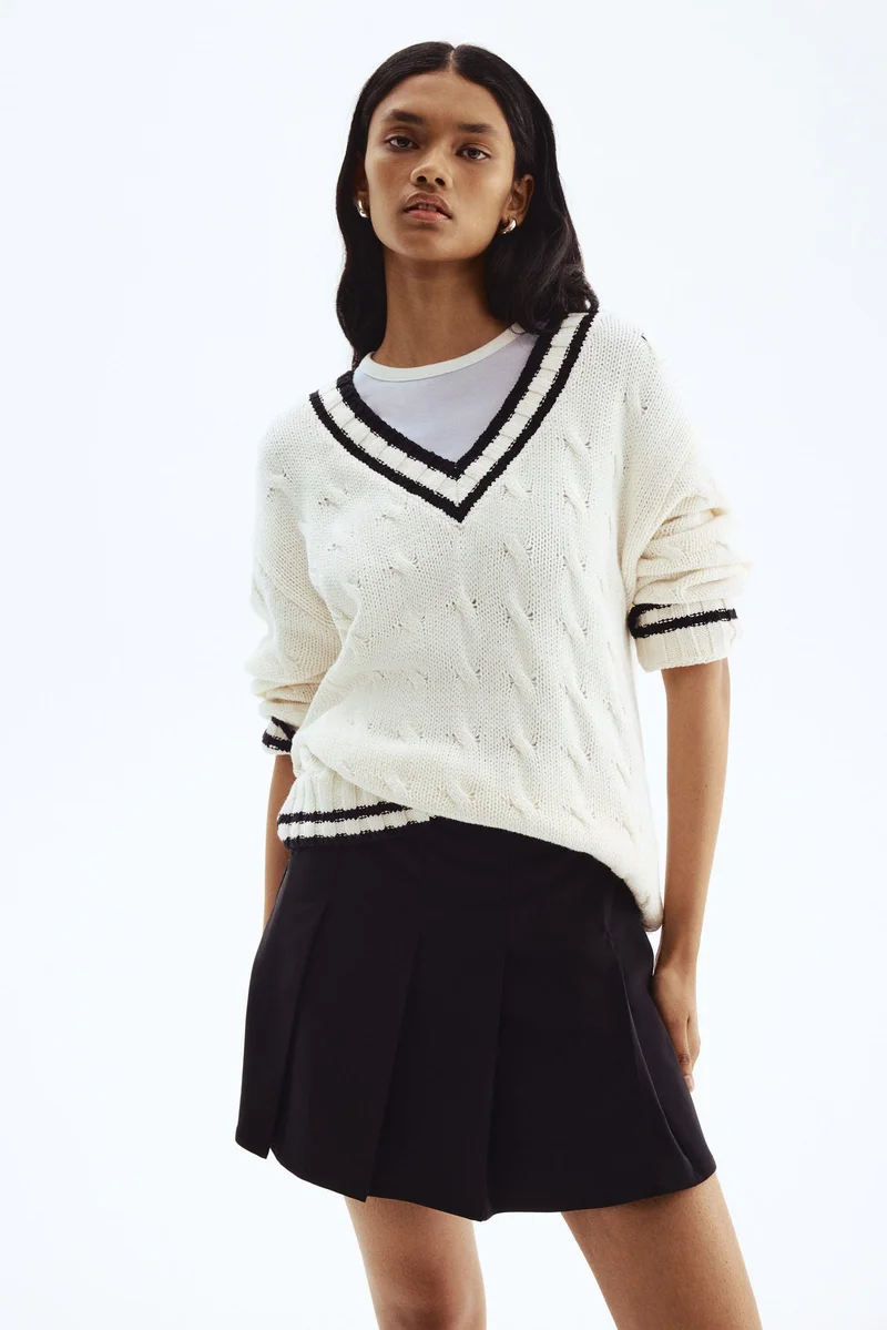 H&M Pleated denim skirt