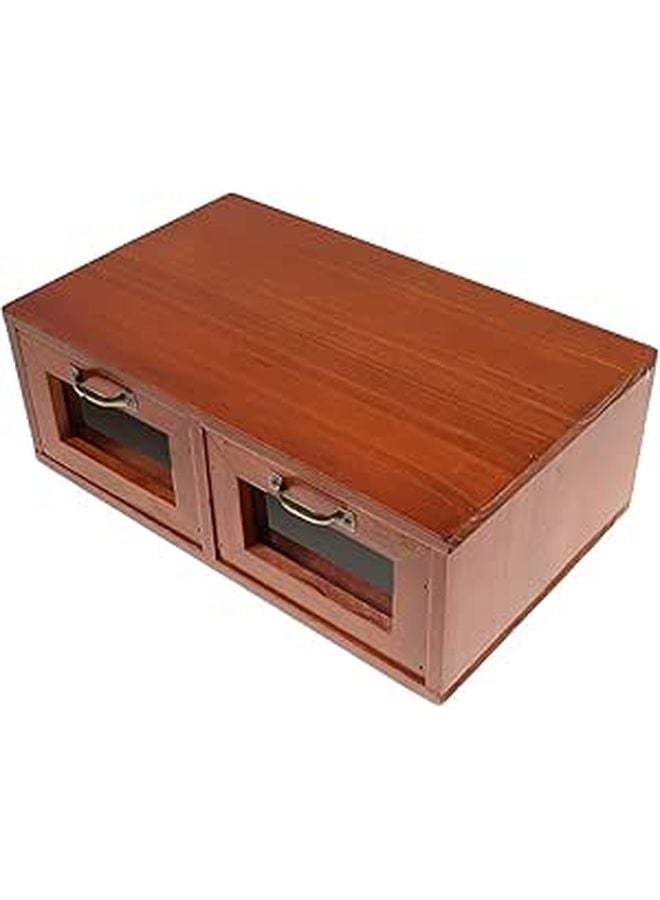 Wooden Monitor Stand Riser With Acrylic Drawers Desktop Organizer Home Office Storage - Image 1