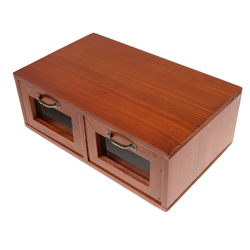 Wooden Monitor Stand Riser With Acrylic Drawers Desktop Organizer Home Office Storage - Image 2