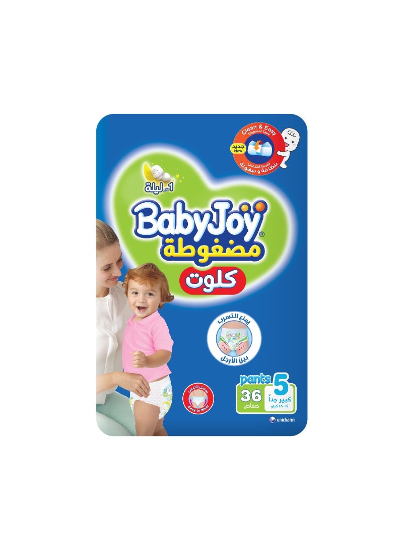 سروال حفاضات بيبي جوي كولوت مقاس 5 جونيور حزمة ضخمة 15-22 كجم 36 قطعة