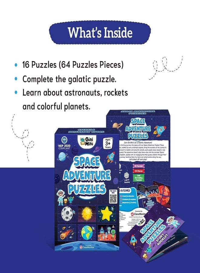 GiniMini Space Adventure Puzzles for Kids 3 4 5 6 Years | Educational 4 Piece Jigsaw Puzzle for Memory & Motor Skills | Learning Gift for Boys & Girls - Image 3