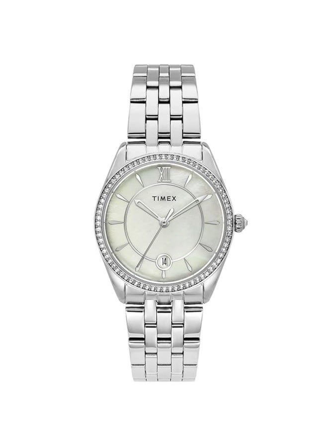 تيميكس ساعة TIMEX عقارب نسائية، بمينا مستدير ومقاومة للماء - Image 1