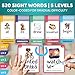 QUOKKA 520 Sight Words Flash Cards for Kids 5 Levels from PreK to 3rd Grade Bold Font Jumbo Size Dry Erase ColorCoded Cards with Rings for Sorting Based on Dolch Fry Word Lists - Image 4
