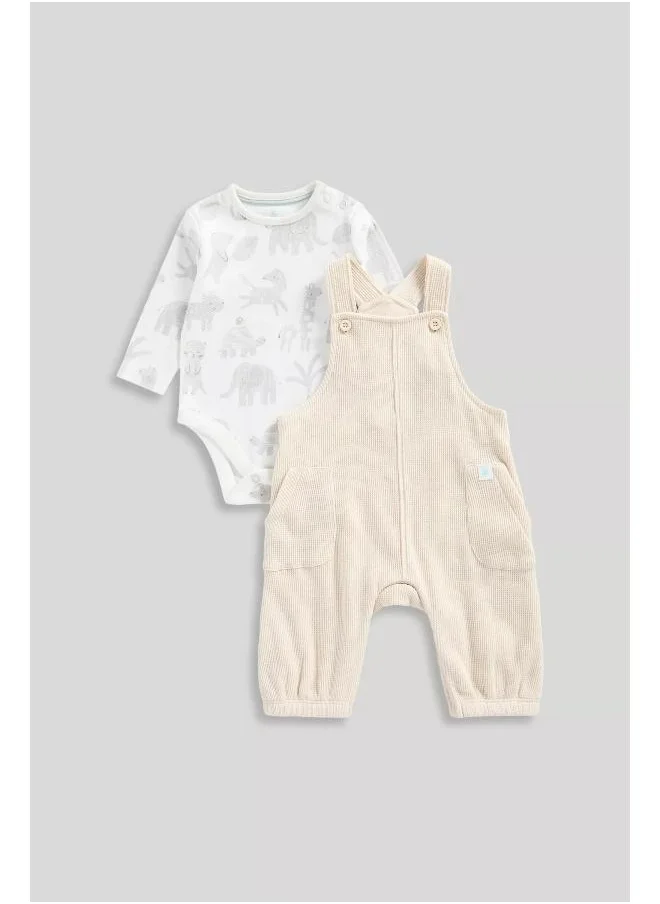 mothercare My First Waffle Dungarees and Bodysuit Set