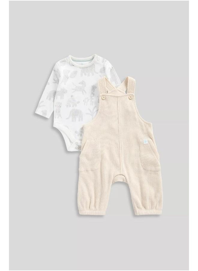 mothercare - My First Waffle Dungarees and Bodysuit Set - Image 1