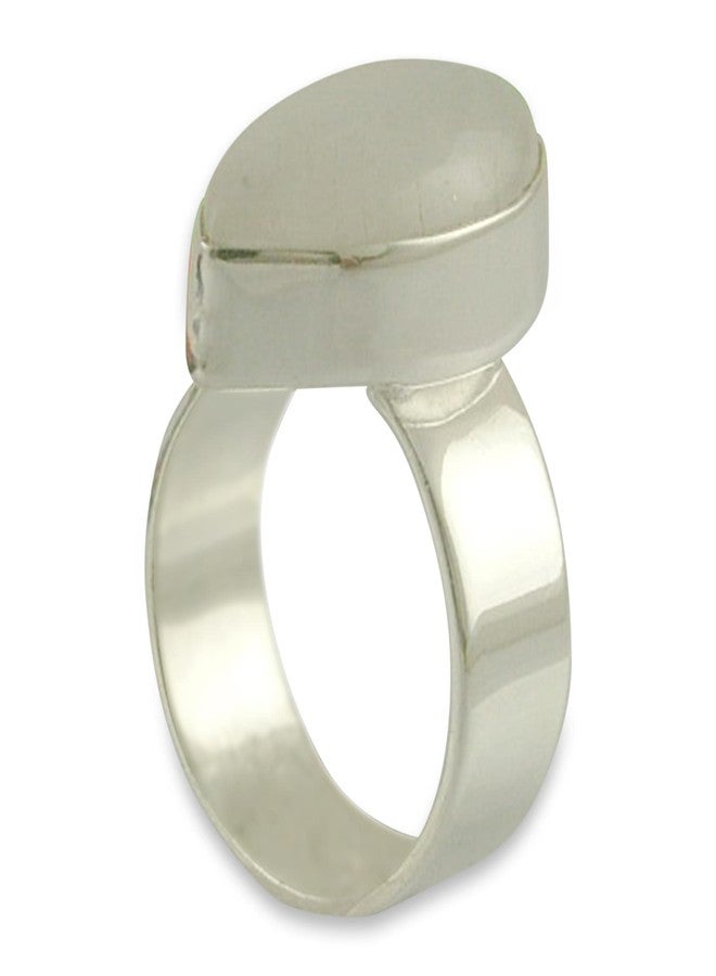 نوفيكا خاتم سوليتير من حجر القمر قوس قزح مصنوع يدويًا من نوفيكا، فضة إسترليني حديثة، حجر واحد شفاف من الهند، يجلب الحظ السعيد [إطار تاجي 0.4 بوصة كحد أدنى للطول × 0.8 بوصة كحد أقصى للطول، عرض السوار 8 مم]، تصميم غير متماثل. - Image 2