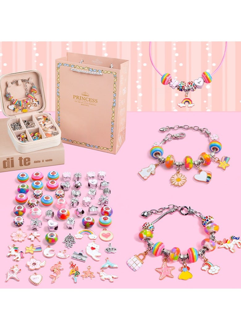 dreamons link DIY Girls Beads Jewelry Making Kit Arts Crafts Gifts Set With Portable Bracelet Organizer Box  - Image 1