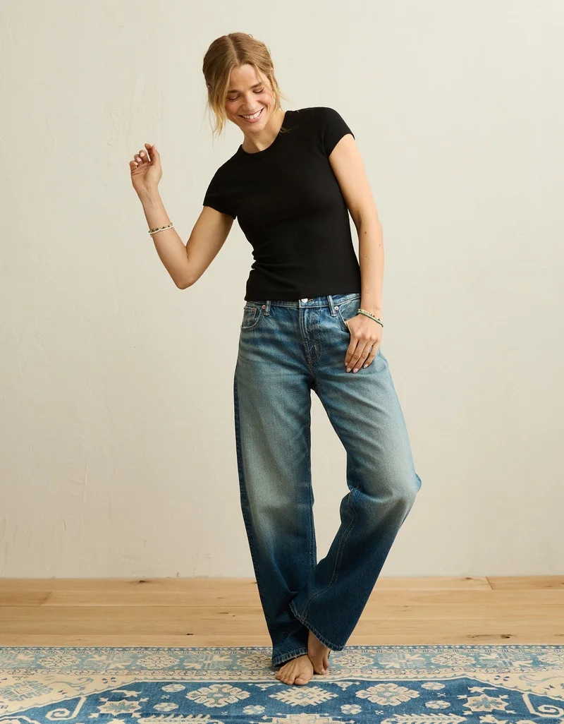 American Eagle  AE Hey Baby Waffle Tee for Women | Best Price UAE