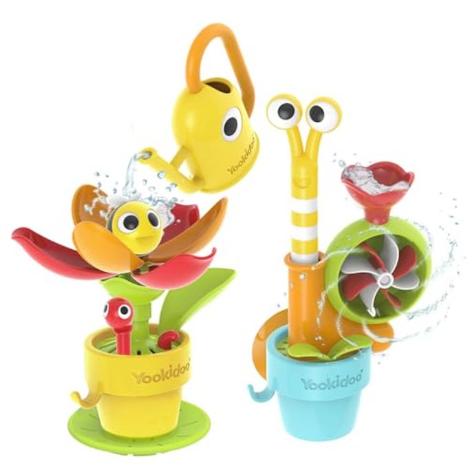 Yookidoo Toddler Baby Bath Toy (Ages 1-3) Garden Adventure Set Bundle: Snail & Flower with Watering Can (Mold Free) Attach to Any Tub or Shower Fun for Bath Time Great for Boys , Girls , & Kids - Image 3