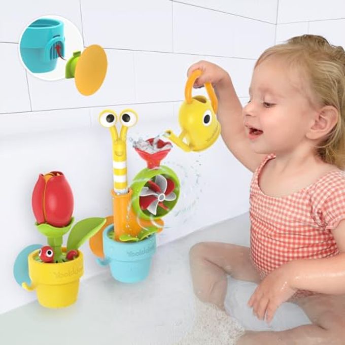 Yookidoo Toddler Baby Bath Toy (Ages 1-3) Garden Adventure Set Bundle: Snail & Flower with Watering Can (Mold Free) Attach to Any Tub or Shower Fun for Bath Time Great for Boys , Girls , & Kids - Image 5