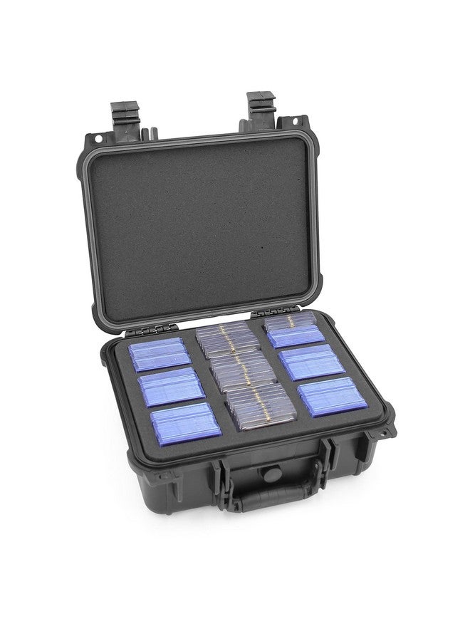CASEMATIX Waterproof Toploaders Storage Box Fits 315 3" X 4" 35Pt Rigid Card Holders For Trading Cards & Sports Cards Or 65 One Touch Magnetic Cases Rugged Airtight Toploader Case With Travel Handle  - Image 1