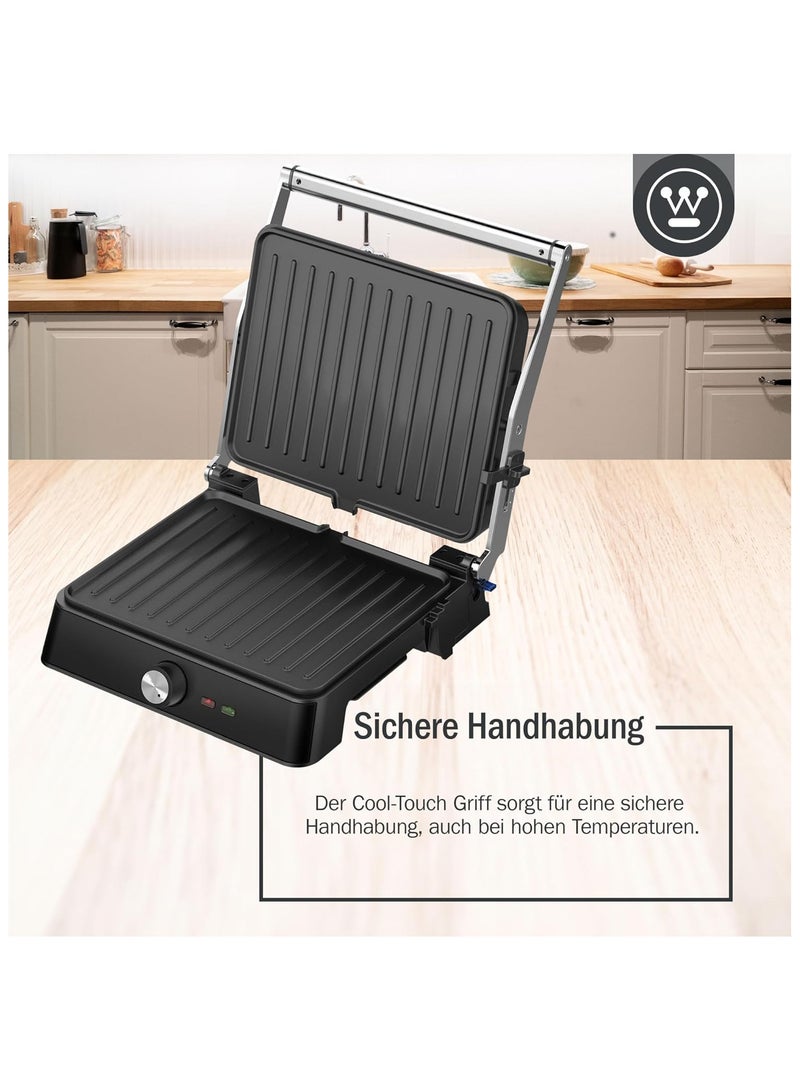 Westinghouse Retro Contact Grill -290 x 240 mm - BLACK– Compact & Stylish Indoor Grill for Perfect Grilling  - Image 4