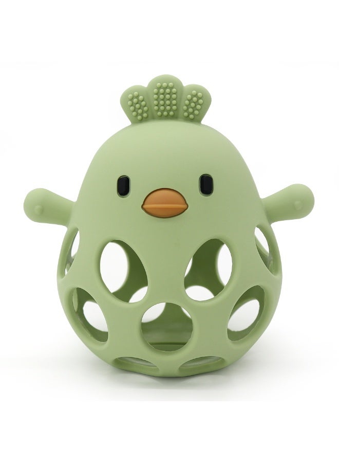 Mini Treasures BPA Free Silicone Baby Chicken Teething Toys| Baby Hand Teether Mitten for Sucking Needs| Baby Chew Toys Hand Pacifier for Soothing Teething Pain Relief - Green - Image 1