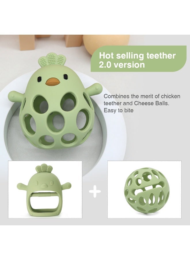Mini Treasures BPA Free Silicone Baby Chicken Teething Toys| Baby Hand Teether Mitten for Sucking Needs| Baby Chew Toys Hand Pacifier for Soothing Teething Pain Relief - Green - Image 4