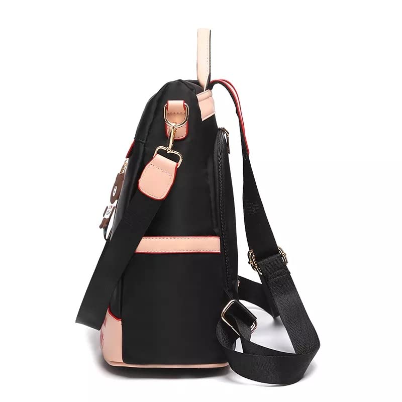 WANQLYN Backpack Purse for Women - Convertible Satchel Handbags Shoulder Bag,Anti-Theft Oxford Cloth Travel Daypack Zipper Bags for Ladies Girls (Black Pink) - Image 4