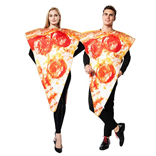 ReneeCho Adult’s Pizza Slice Costume Halloween Mens Food Mascot Couple Match Women, One Piece,Loose Type - Image 1