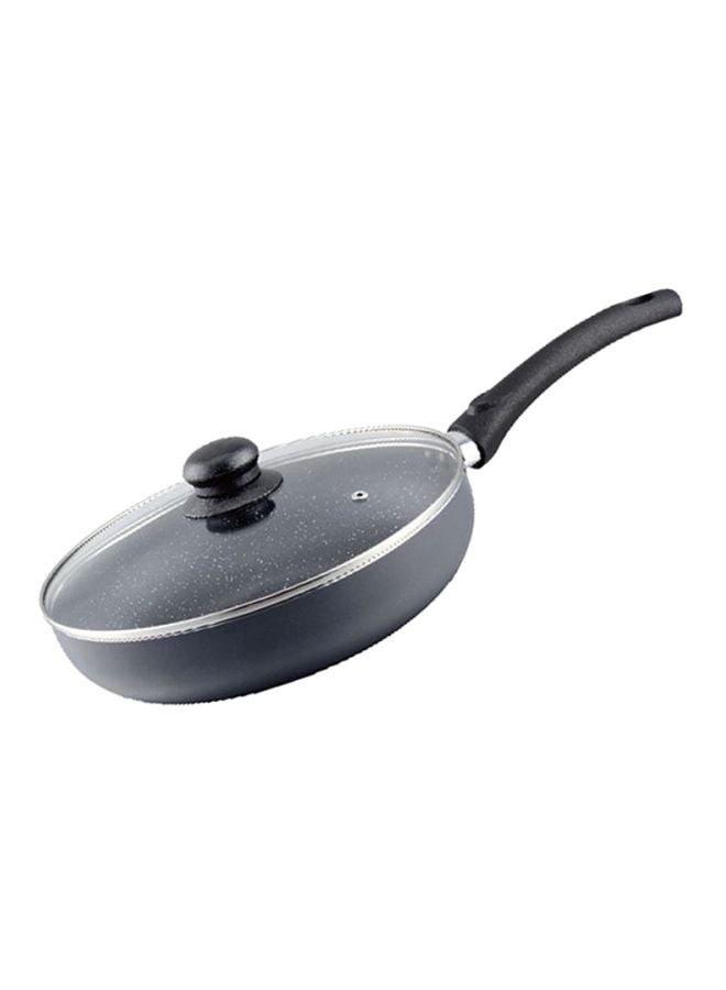 DELCASA Aluminium Frypan With Glass Lid Black 28cm - Image 2