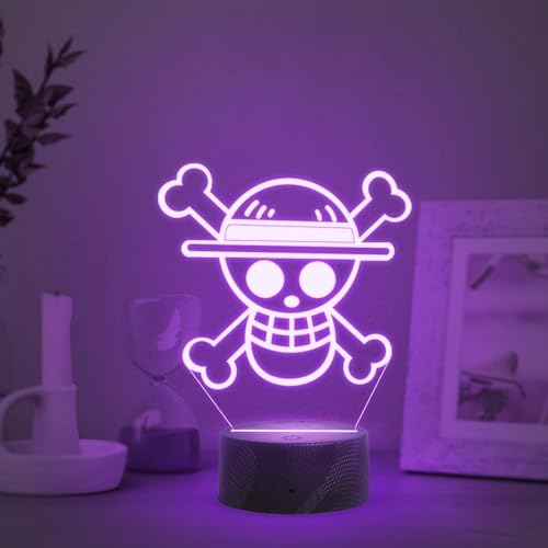 GIFTMEBAZAR 3D Illusion One Piece Luffy369 Led Night Lamp with Automatic Color Changing Light with USB Powered | Anime Home Decor Light | Bedside Table Lamp | Birthday Gift - Image 3