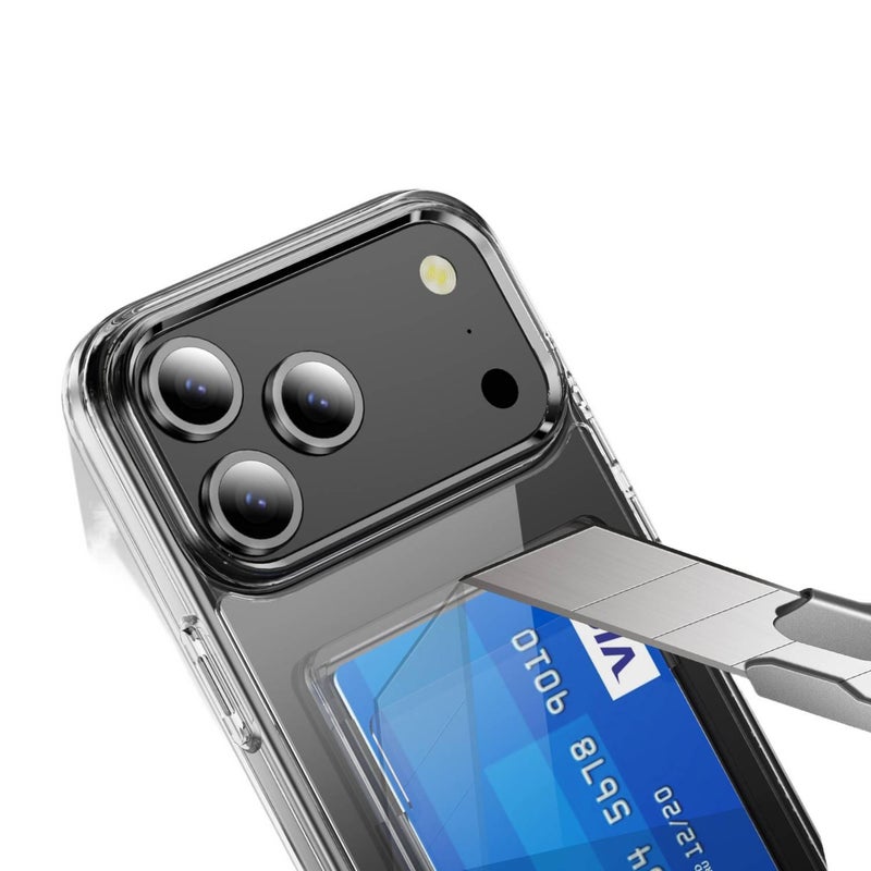 غطاء واقي بPC لـ iPhone XS Max مع حامل بطاقات وحماية من السقوط مع مقاوم للصدمات مع حامل قائم مع مغناطيس قوي باللون شفاف مغناطيسي بوظيفة حامل - ModaStar - Image 3