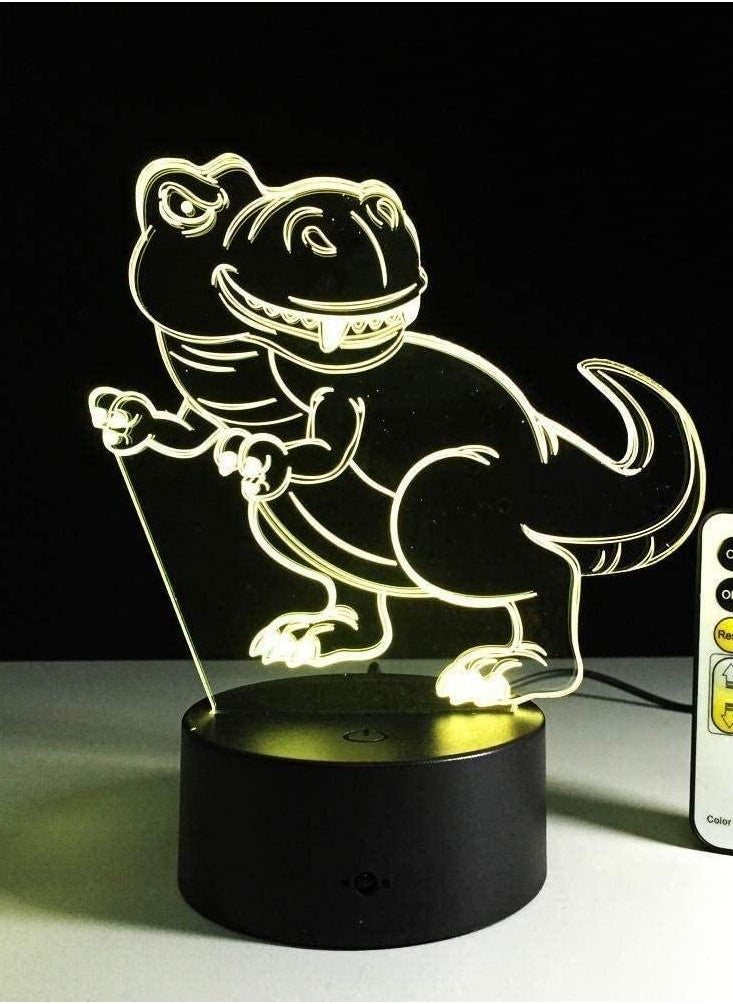 althiqahkey - 3D Illusion Lamp Led Night Light Dinosaur Kids Toys USB 7 Color Changing USB Desk Lamp for Kid Gift Creative Personality Children s Room Decoration - Image 1
