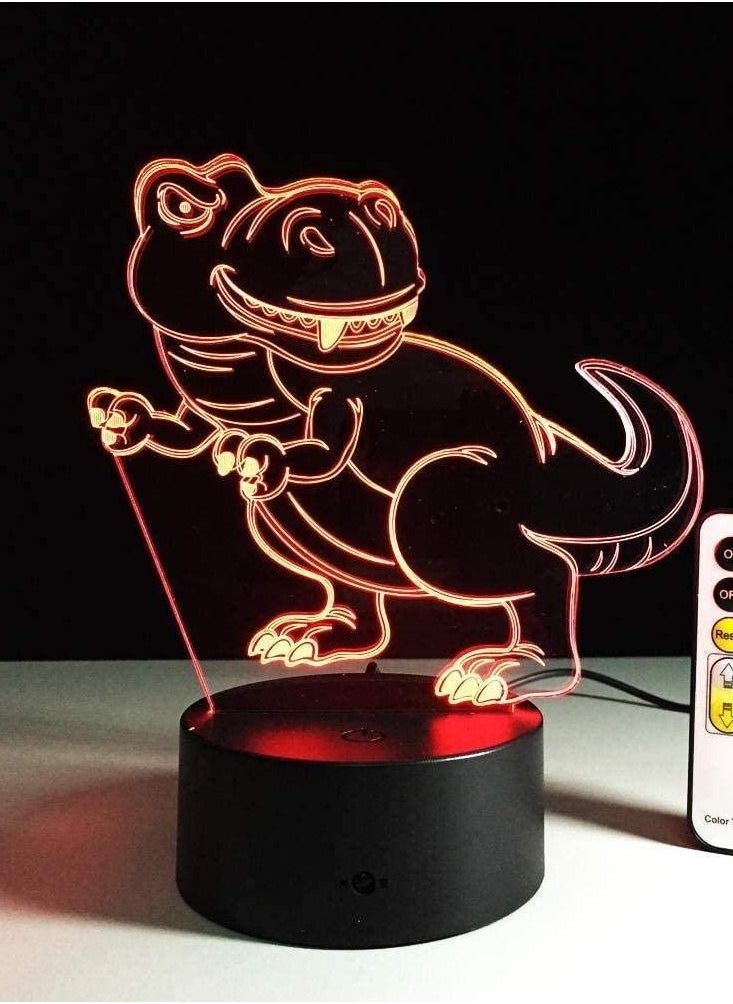 althiqahkey - 3D Illusion Lamp Led Night Light Dinosaur Kids Toys USB 7 Color Changing USB Desk Lamp for Kid Gift Creative Personality Children s Room Decoration - Image 1