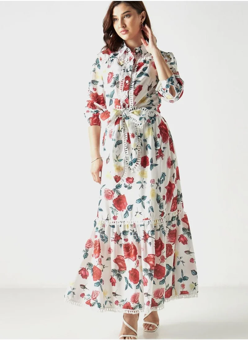 2Xtremz Embroidered Floral Print Shirt
