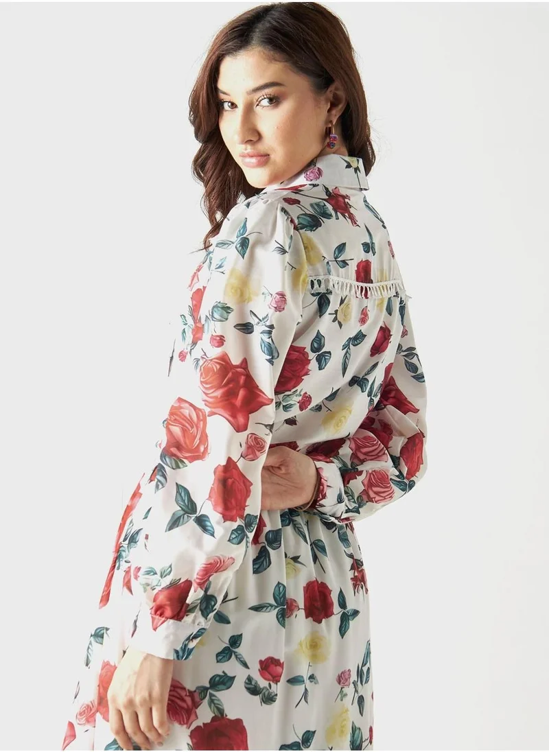 2Xtremz Embroidered Floral Print Shirt