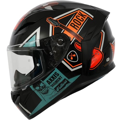 AXXIS Segment Rock Studio Full Face Helmet – ISI & DOT Certified, Lightweight Polycarbonate Shell, Anti-Scratch Visor, Removable Padding, Air Vent System (Black, XL) - Image 1