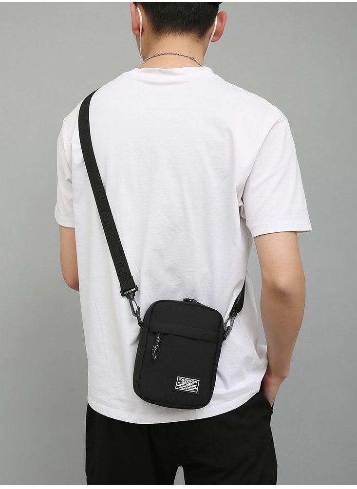 DUNISO Mens Crossbody Bag Shoulder Bag with Adjustable Strap and Top Handle Multi-layer Functional New Trends Fashion Handbag Black - Image 4