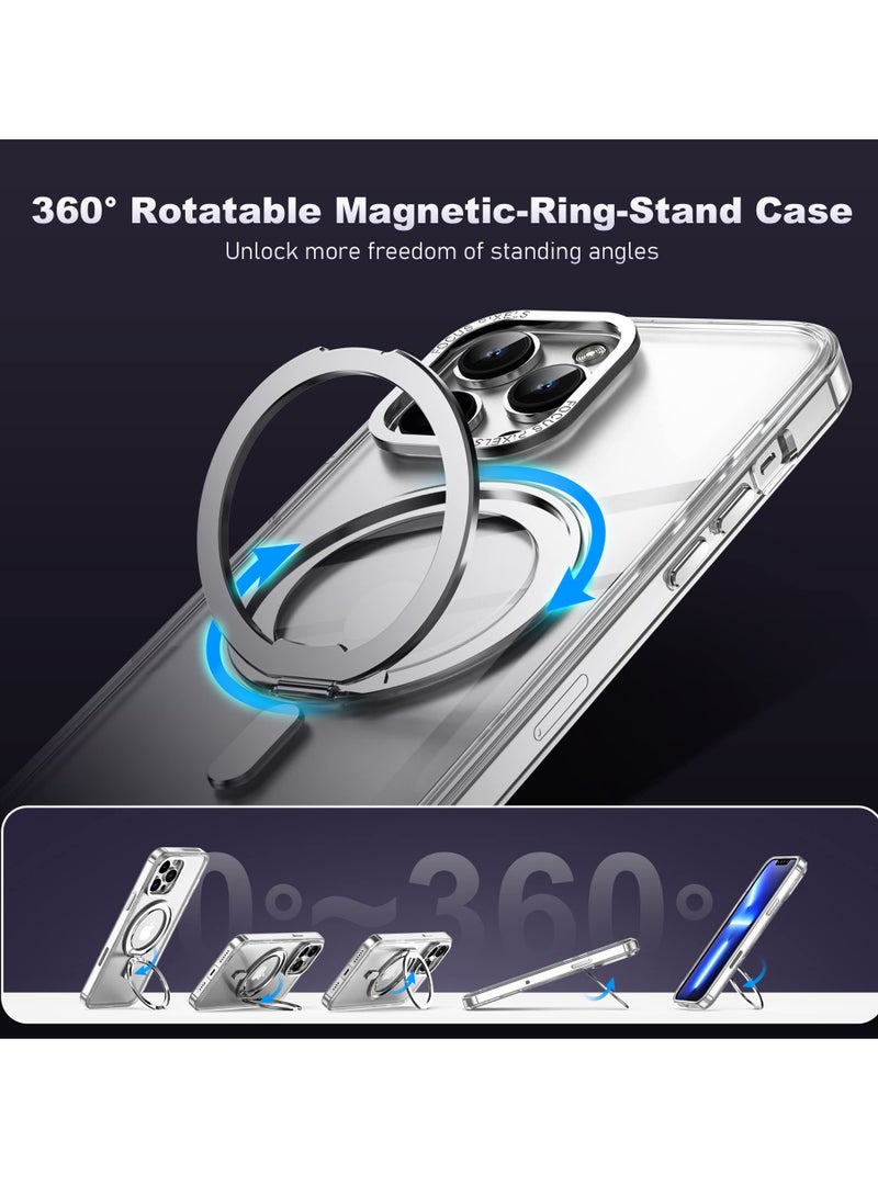 Aookay 360° Rotatable Ring For iPhone 15 Pro Phone Case Compatible With Magsafe With Stand Magnetic Ring Holder Shockproof Transparent Back Slim Cover - Image 5
