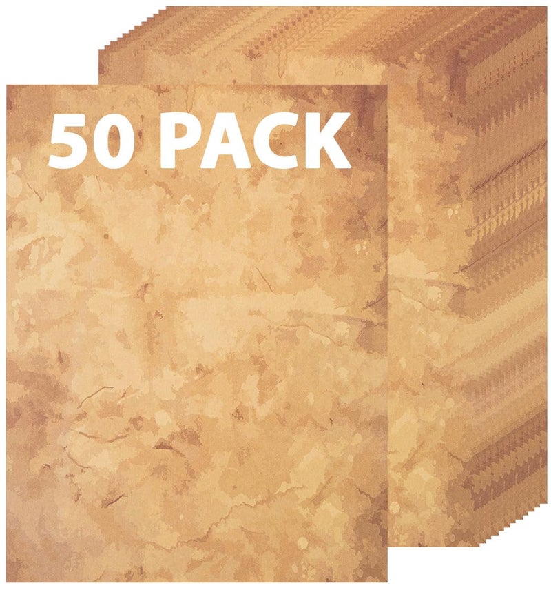 Bargain Paradise 50 Pack Decorative Vintage Paper | Vintage Stationary Paper | Use for Creating Vintage Letters, Timeless Writing, Drawing, Sketches | Ink Jet and Laser Printer Friendly | 8.5 x 11 Inches 50 Sheets - Image 1