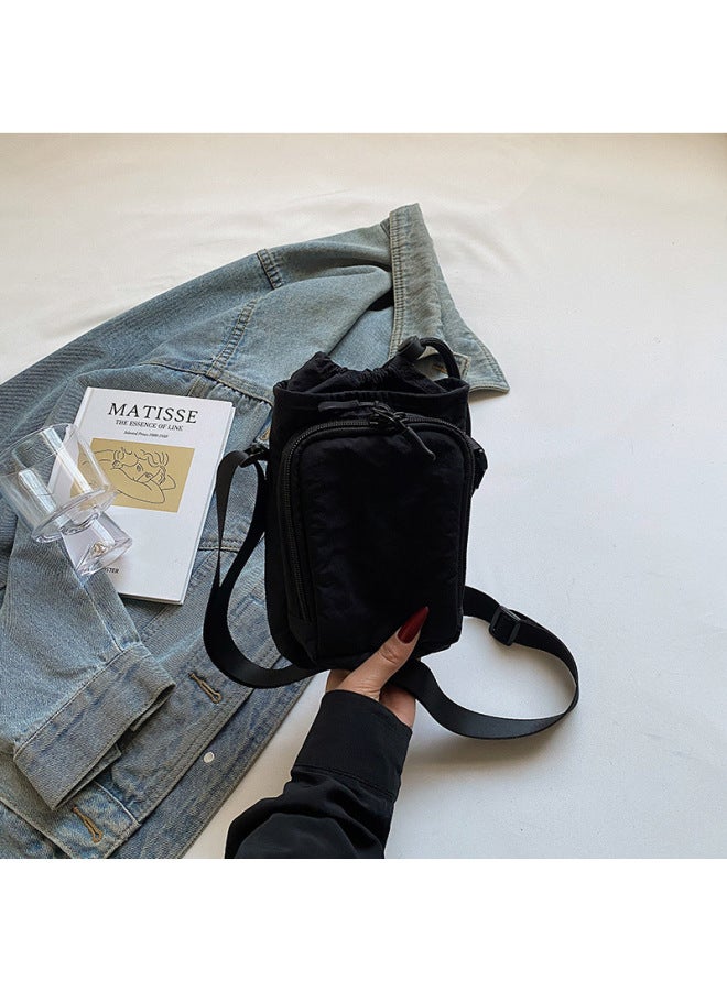 Niche Design Crossbody Shoulder Bottle Bag Mobile Phone Bag Waterproof Yoga Bag Running Outdoor Carrying Bag-Colour:Black - Image 1