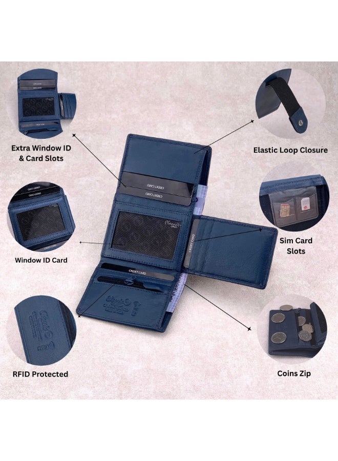 كلاسيك ميلانو محفظة كلاسيك ميلانو الرجالية – محفظة جلدية ثنائية الطي نحيفة للرجال مزودة بحماية RFID، متعددة فتحات البطاقات مع جيب للعملات المعدنية – محفظة رجالية أنيقة هدية مثالية للزوج أو الأب - Image 3