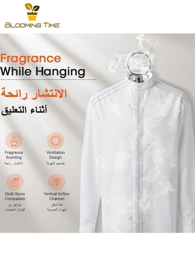 بلومنغ تايم شماعات متعددة الأغراض مع مبخرة وثقب تبخير الملابس تصميم اثنين في واحد ، شماعات معطف رداء ، مناسبة لغرفة النوم ، مكتب ، أبيض (باستثناء مصدر البخور) - Image 2