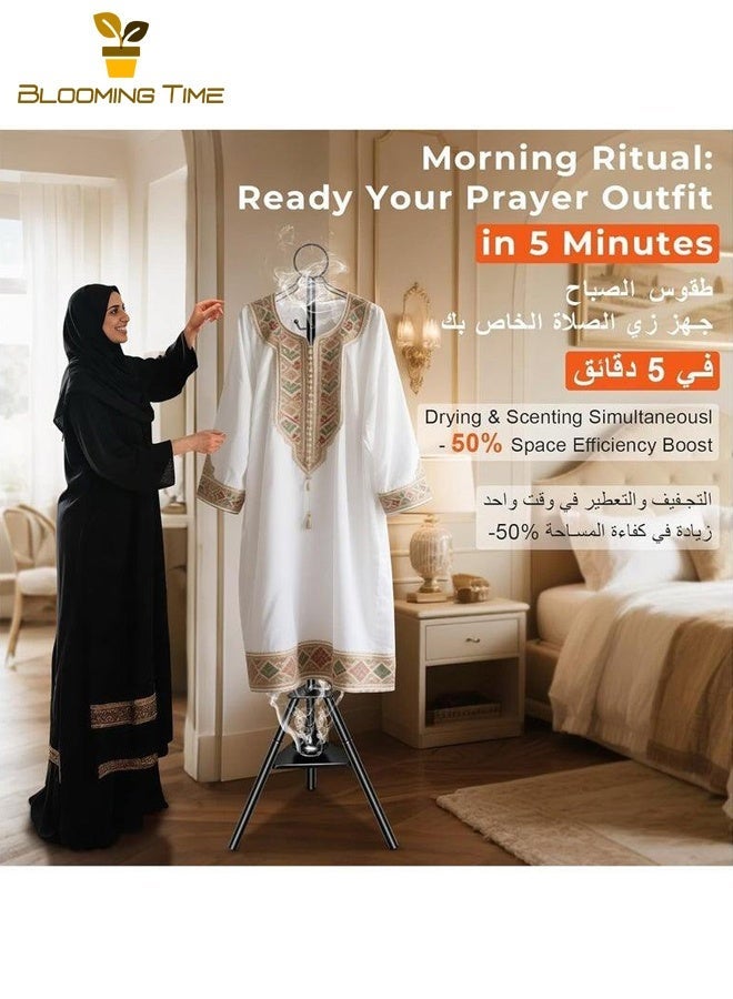 بلومنغ تايم شماعات متعددة الأغراض مع مبخرة وثقب تبخير الملابس تصميم اثنين في واحد ، شماعات معطف رداء ، مناسبة لغرفة النوم ، مكتب ، أبيض (باستثناء مصدر البخور) - Image 3