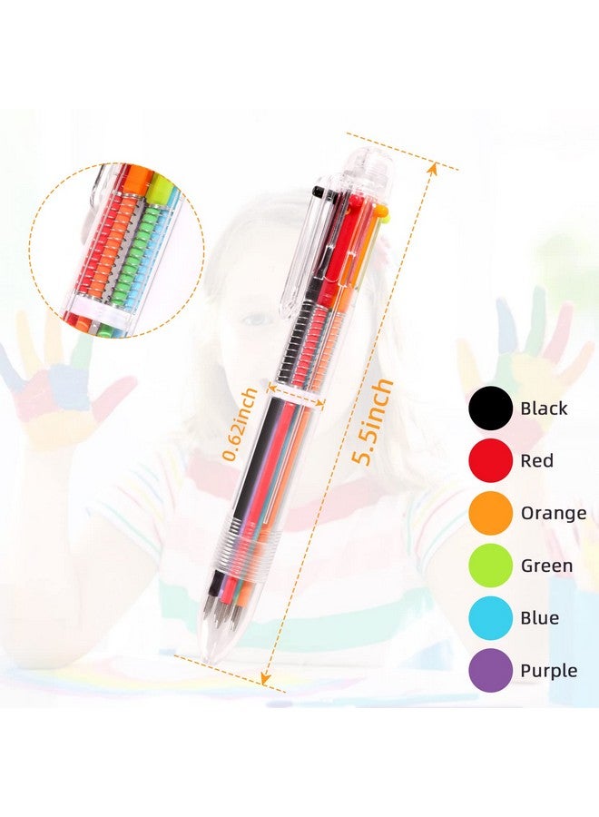 DAIKOYE 24 Pcs 0.5Mm 6In1 Multicolor Ballpoint Pen 6 Colors Transparent Barrel Ballpoint Pen For Office School Supplies Students Children Gift - Image 3